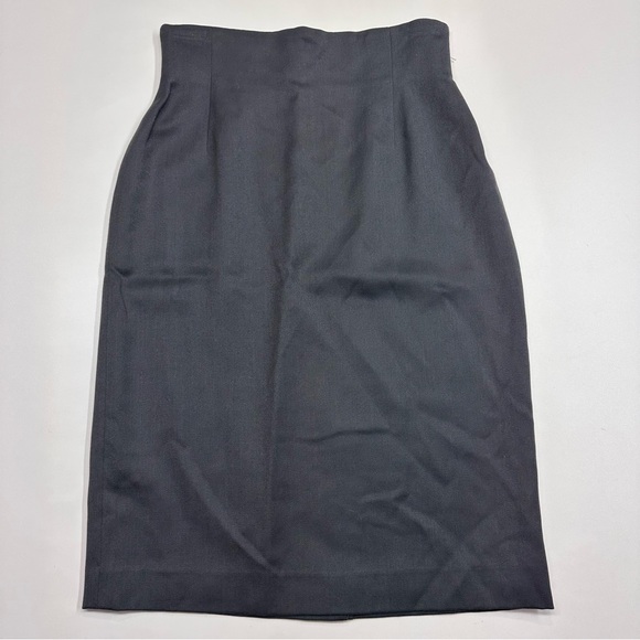 Vintage 80s Anne Klein II Gray Knee-Length Wool Blend Pencil Skirt 10 Deadstock - Picture 2 of 7